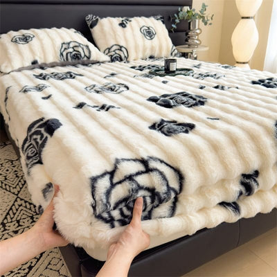 All Season Printed Rabbit Fur Fitted Sheet