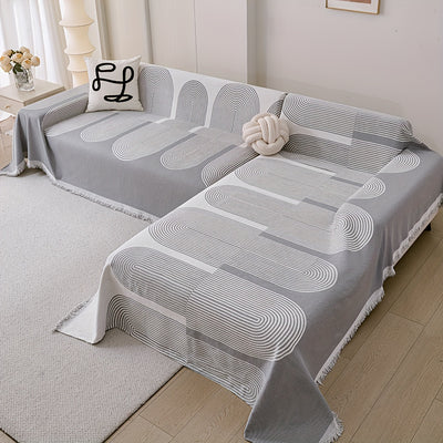 L Shape Premium Double Sided Chenille Sofa Covers - Grey Juniper
