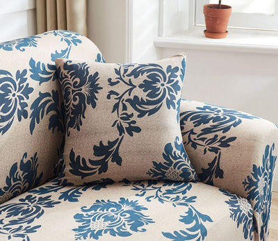 L Shape Sofa Cover - Damask Beige