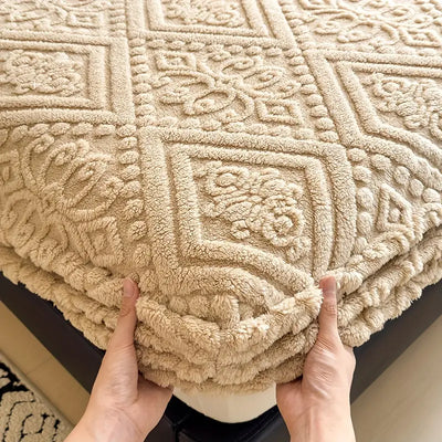 3D Engraved European Fitted Bedsheet - Mocha Mousse