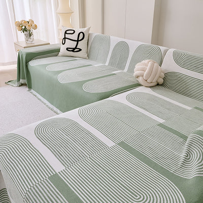 L Shape Premium Double Sided Chenille Sofa Covers - Green Juniper