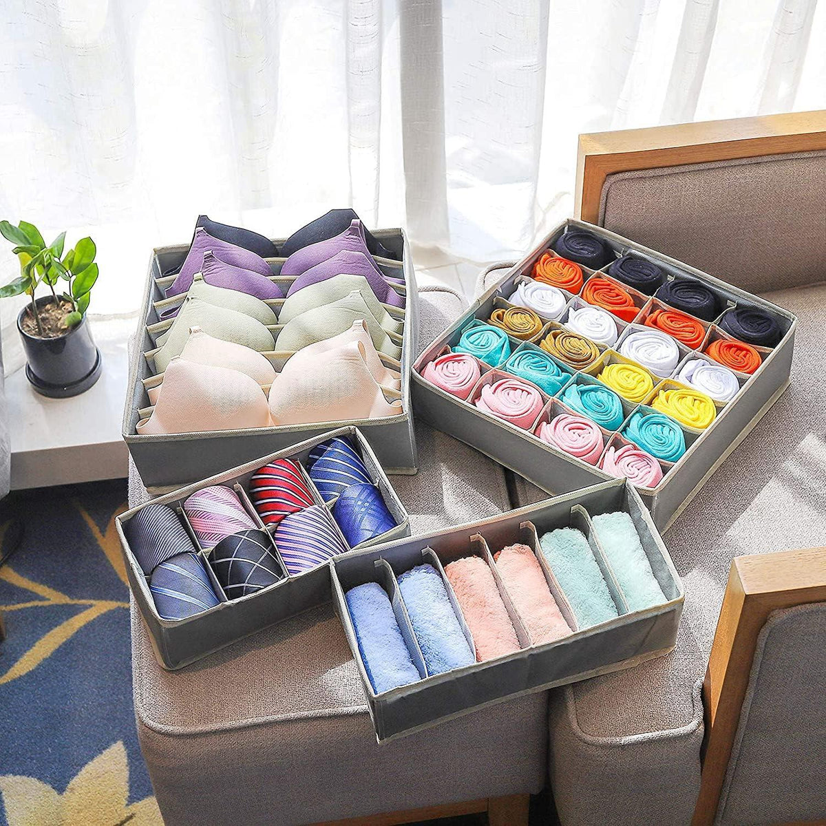 Foldable Closet Drawer Organizers (Set of 4) - Trendize