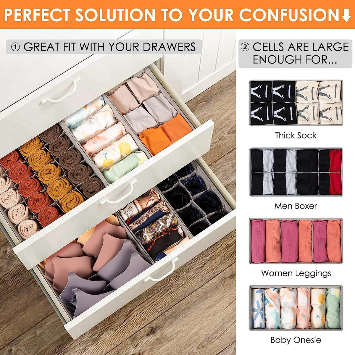 Foldable Closet Drawer Organizers (Set of 4) - Trendize