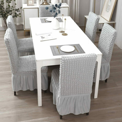 2025 Turkish Bubble Frill Chair Covers : Light Grey