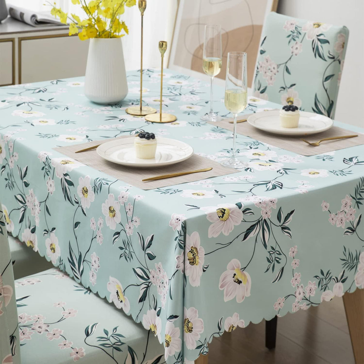 Premium Dining Table & Chair Cover Combo - Autumn Green - Trendize
