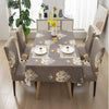 Premium Dining Table & Chair Cover Combo - Beige Brocade - Trendize