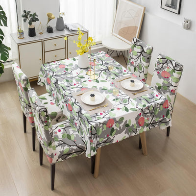 Premium Dining Table & Chair Cover Combo - Branch White - Trendize