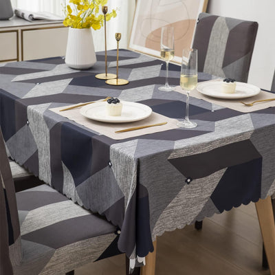 Premium Dining Table & Chair Cover Combo - Geometric Grey - Trendize