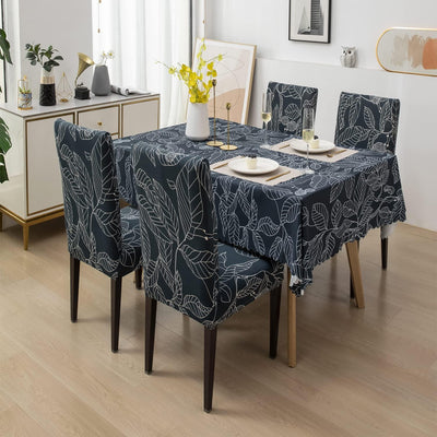 Premium Dining Table & Chair Cover Combo - Leafy Ash - Trendize
