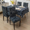 Premium Dining Table & Chair Cover Combo - Leafy Ash - Trendize