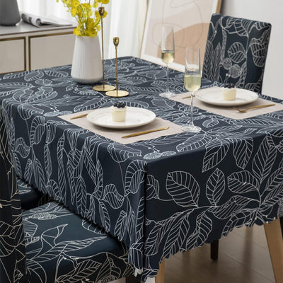 Premium Dining Table & Chair Cover Combo - Leafy Ash - Trendize