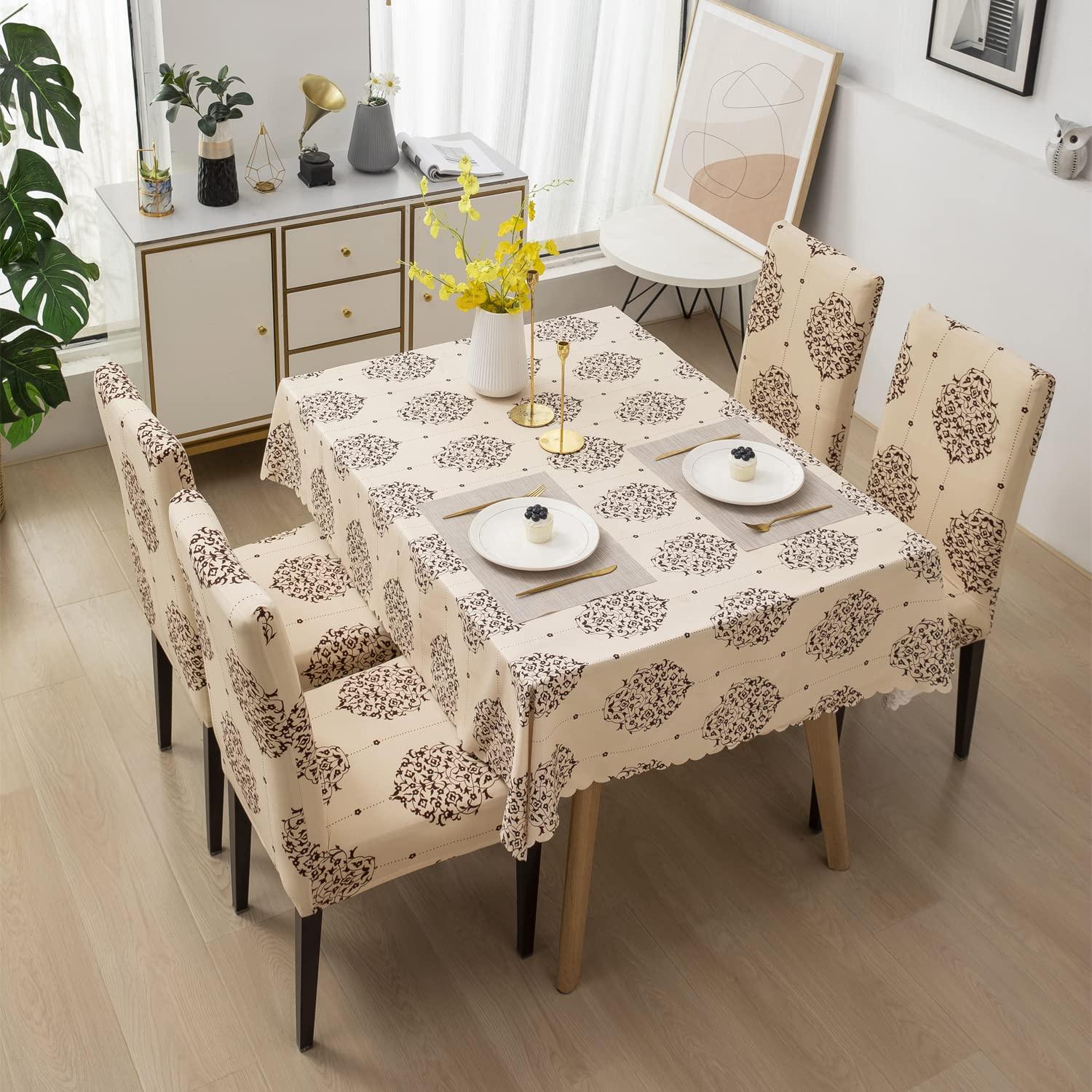 Premium Dining Table & Chair Cover Combo - Luxury White - Trendize