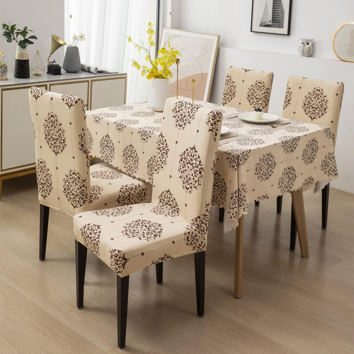 Premium Dining Table & Chair Cover Combo - Luxury White - Trendize