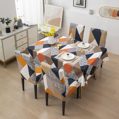 Premium Dining Table & Chair Cover Combo - Prism Orange - Trendize