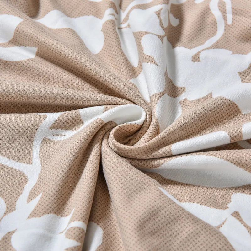 L Shape Sofa Cover - Leafy Beige