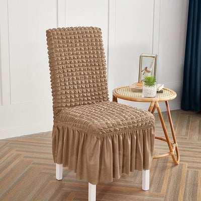 2025 Turkish Bubble Frill Chair Covers : Light Brown