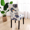Stretchable Chair Covers, Beige Blue Flower - Trendize