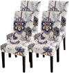 Stretchable Chair Covers, Beige Blue Flower - Trendize