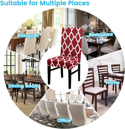 Stretchable Chair Covers, Diamond Maroon - Trendize