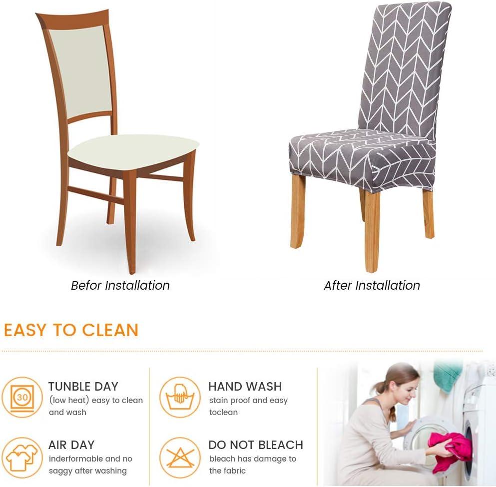Stretchable Chair Covers, Grey Herringbone - Trendize