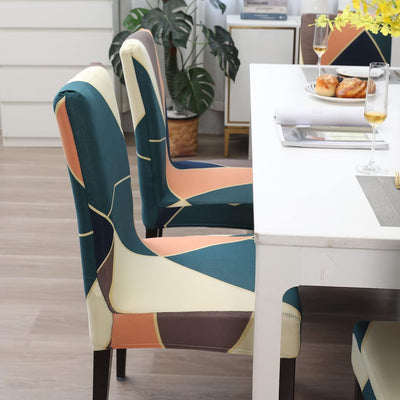 Stretchable Chair Covers, Peach Prism - Trendize