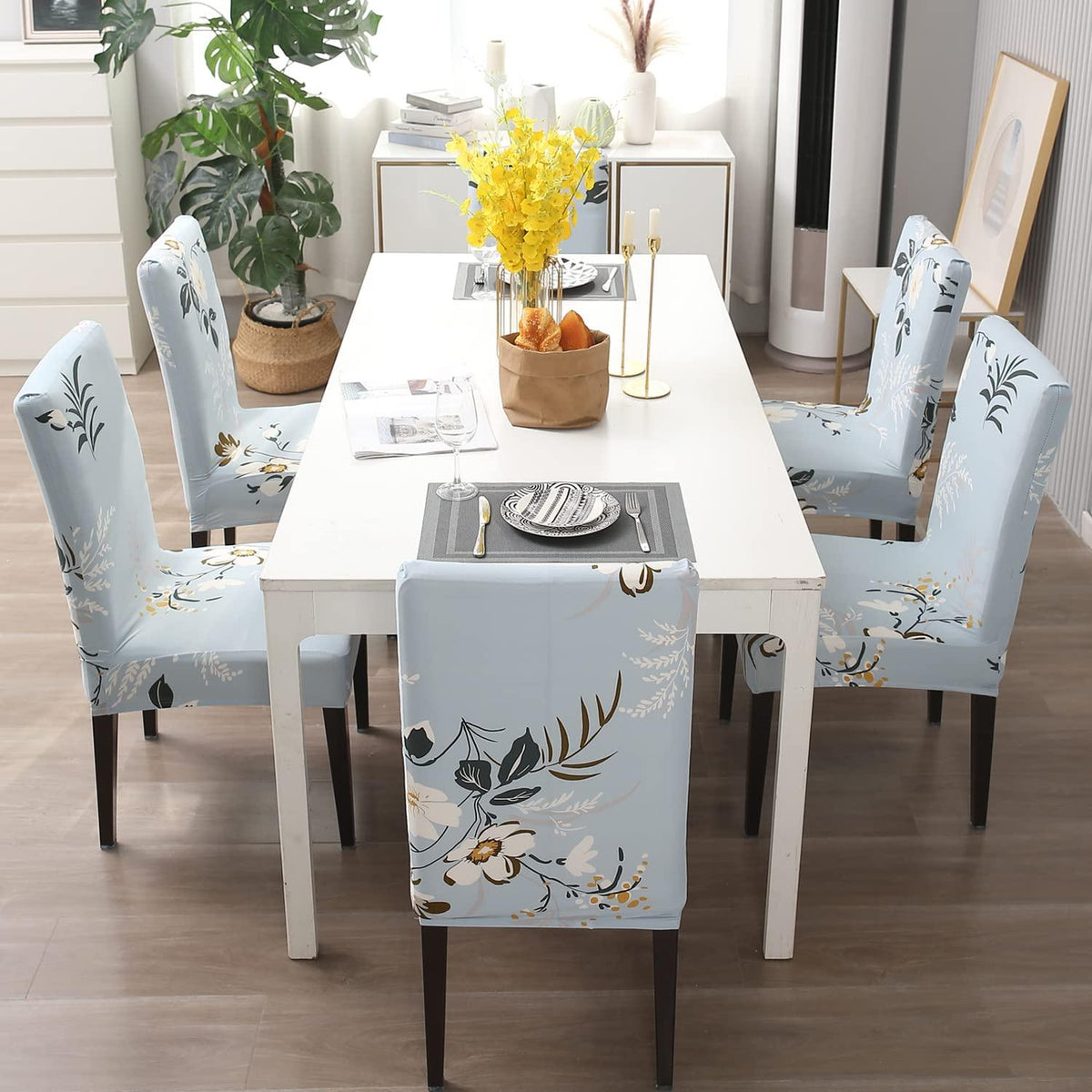 Stretchable Chair Covers, Subtle Sky - Trendize