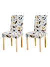 Stretchable Chair Covers, White Leaf - Trendize