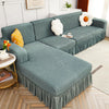 2025 L Shape Turkish Bubble Frill Sofa Covers : Sage Green