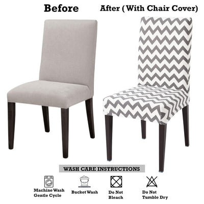 Stretchable Chair Covers, Zigzag Grey