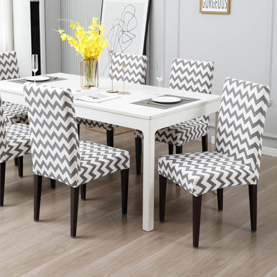Stretchable Chair Covers, Zigzag Grey