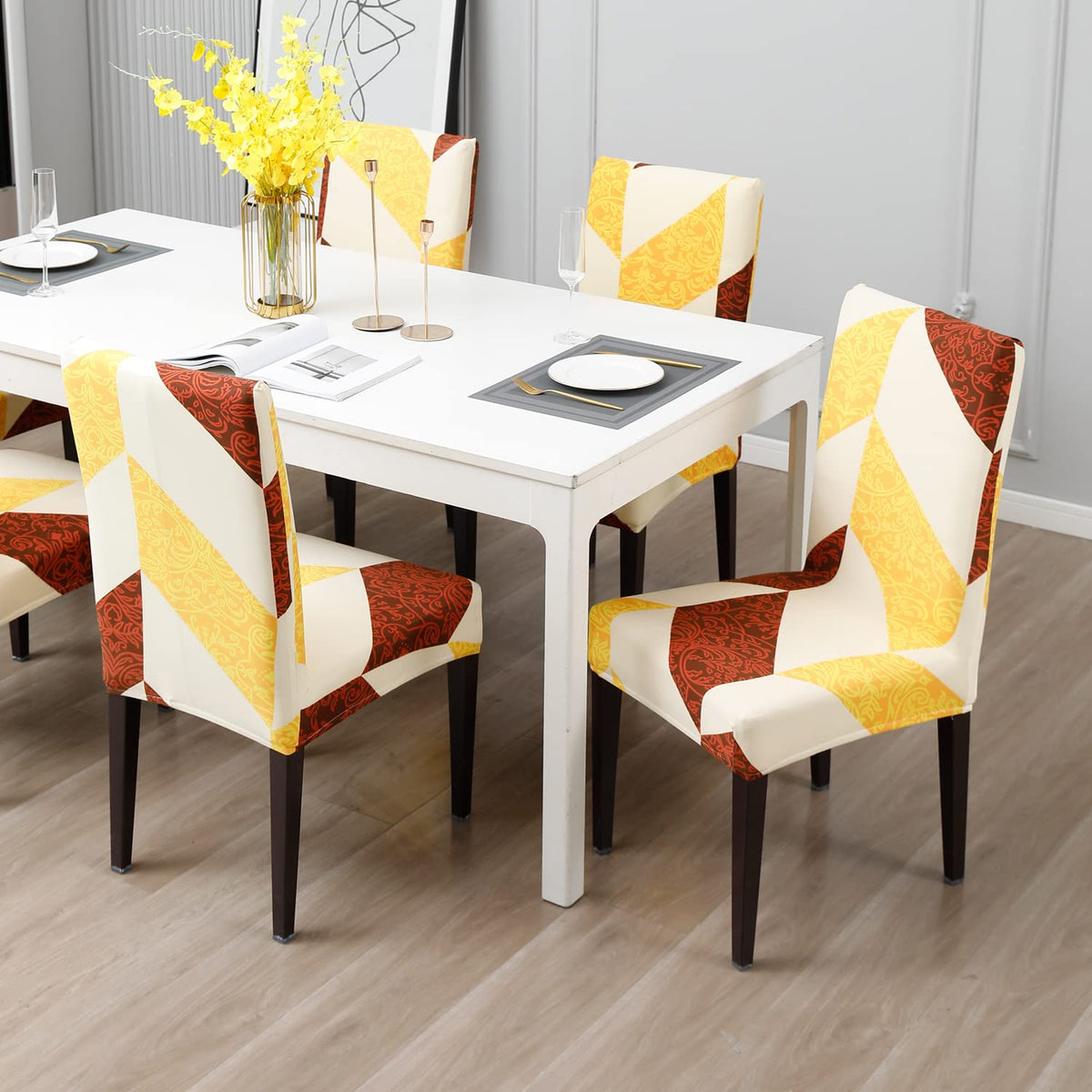 Stretchable Chair Covers, Abstract Multicolor