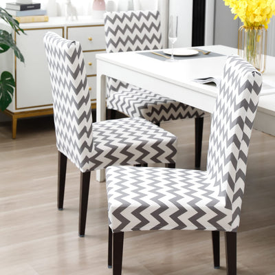 Stretchable Chair Covers, Zigzag Grey