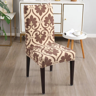 Stretchable Chair Covers, Cream Brocade