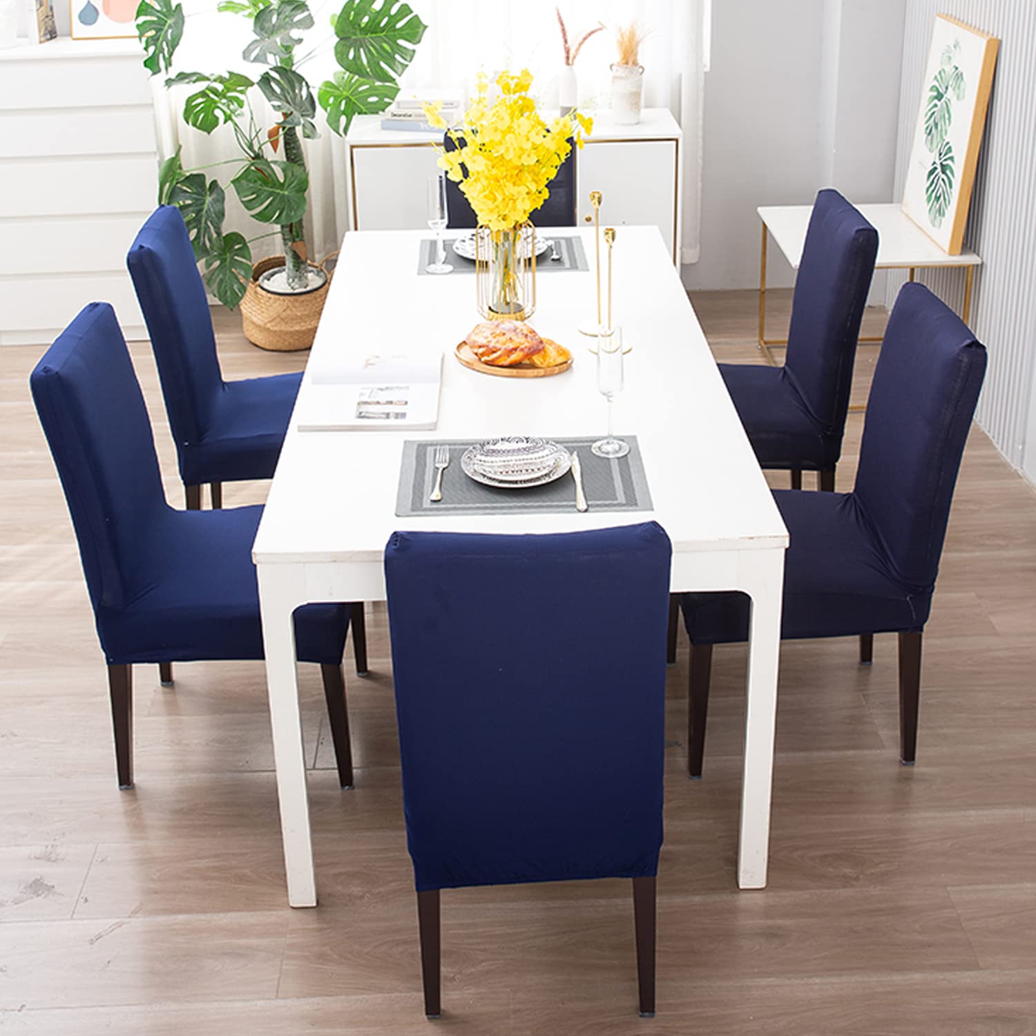 Stretchable Chair Covers, Plain Navy