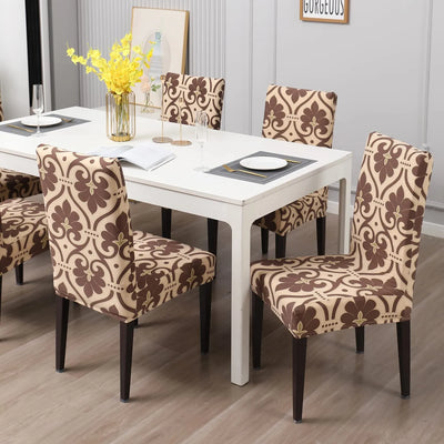 Stretchable Chair Covers, Cream Brocade