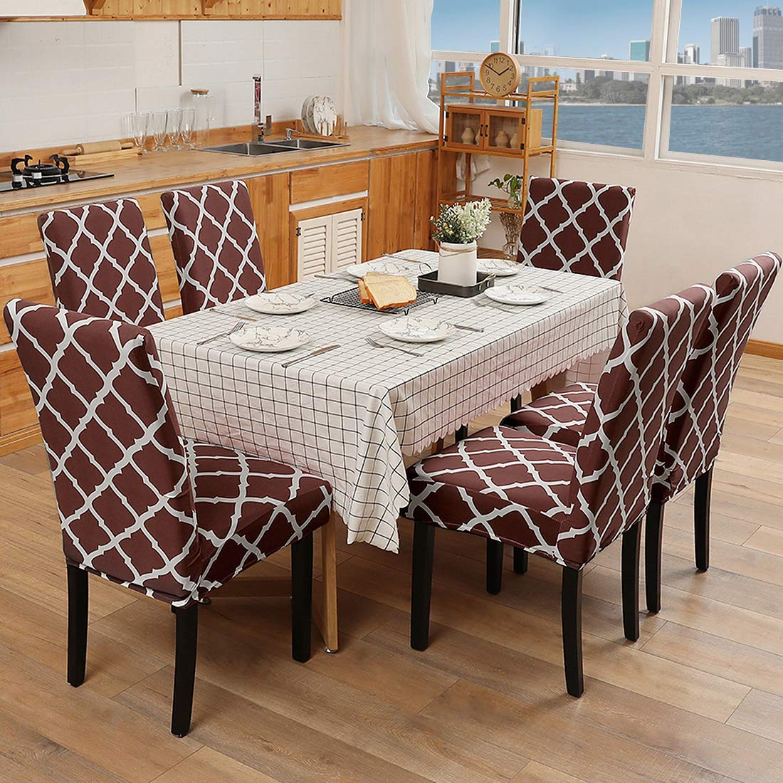 Stretchable Chair Covers, Diamond Brown