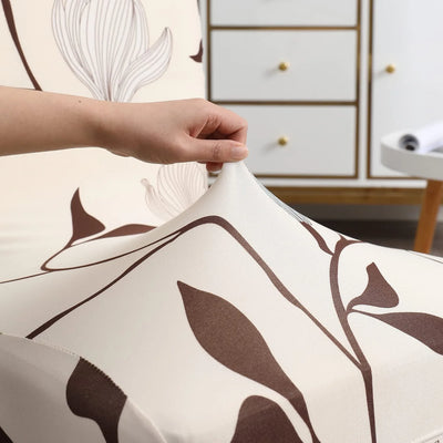 Stretchable Chair Covers, Blooming Beige - Trendize
