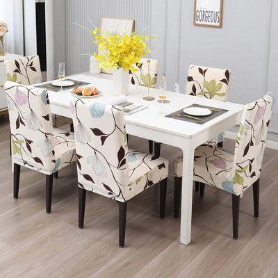 Stretchable Chair Covers, Blooming Beige - Trendize