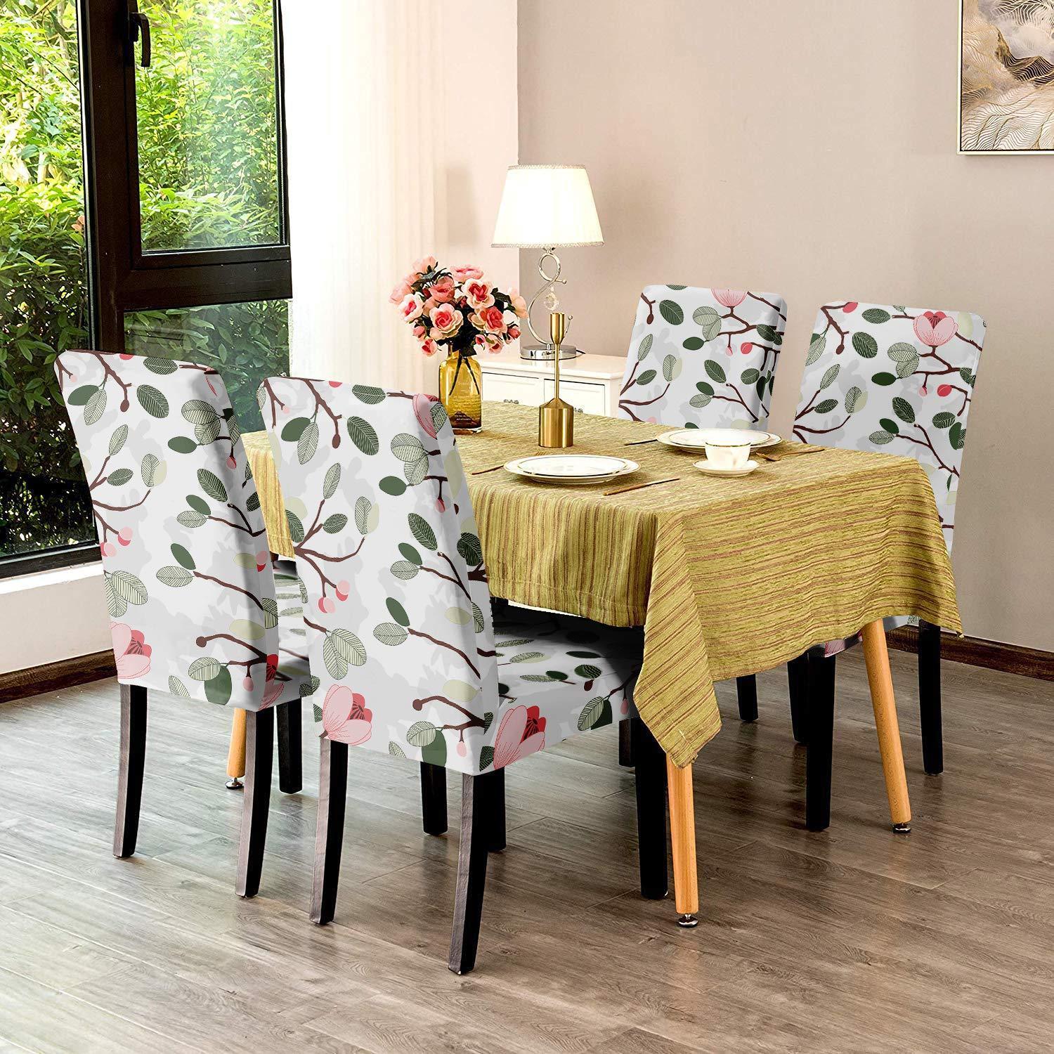 Stretchable Chair Covers Branch White Trendize