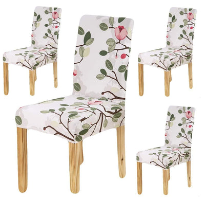 Stretchable Chair Covers, Branch White - Trendize