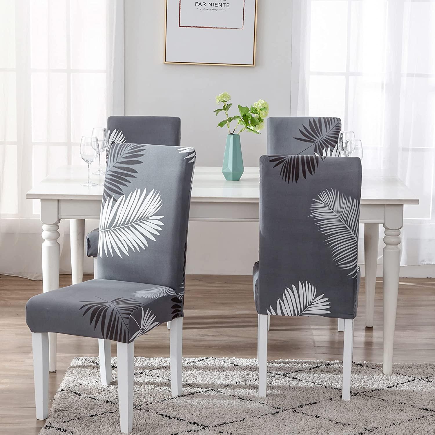 Stretchable Chair Covers, Charcoal Fern