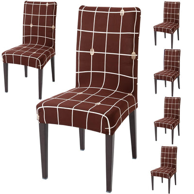 Stretchable Chair Covers, Check Brown - Trendize