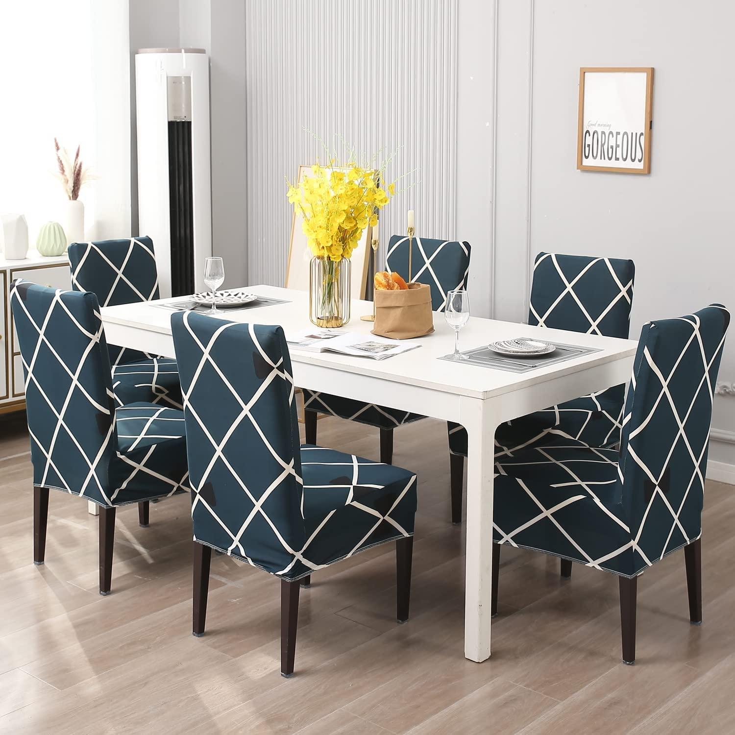 Stretchable Chair Covers, Cross Blue - Trendize