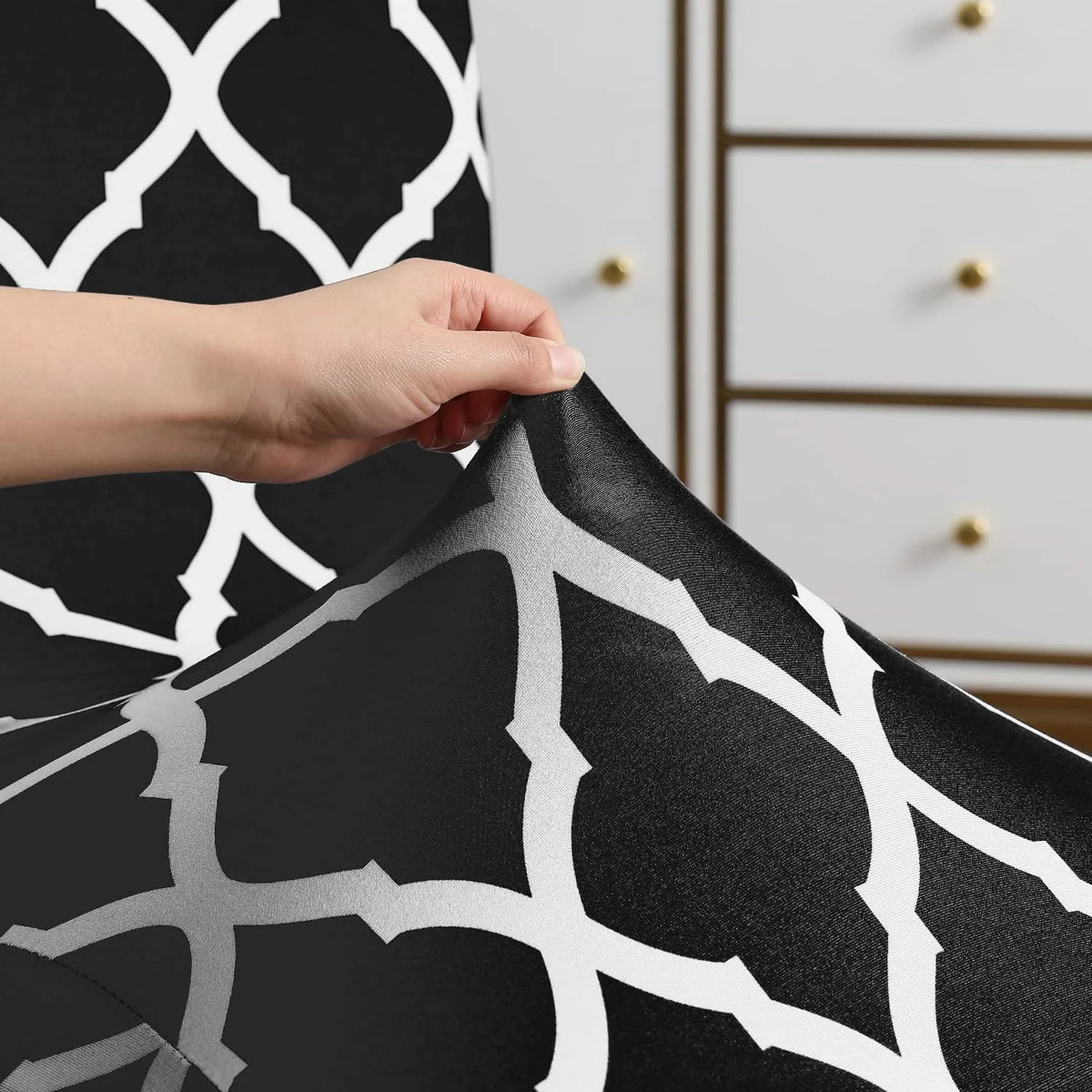 Stretchable Chair Covers, Diamond Black - Trendize