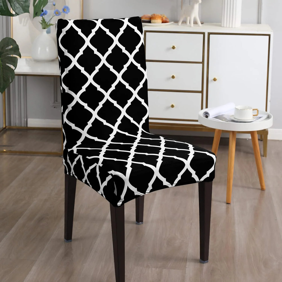 Stretchable Chair Covers, Diamond Black - Trendize