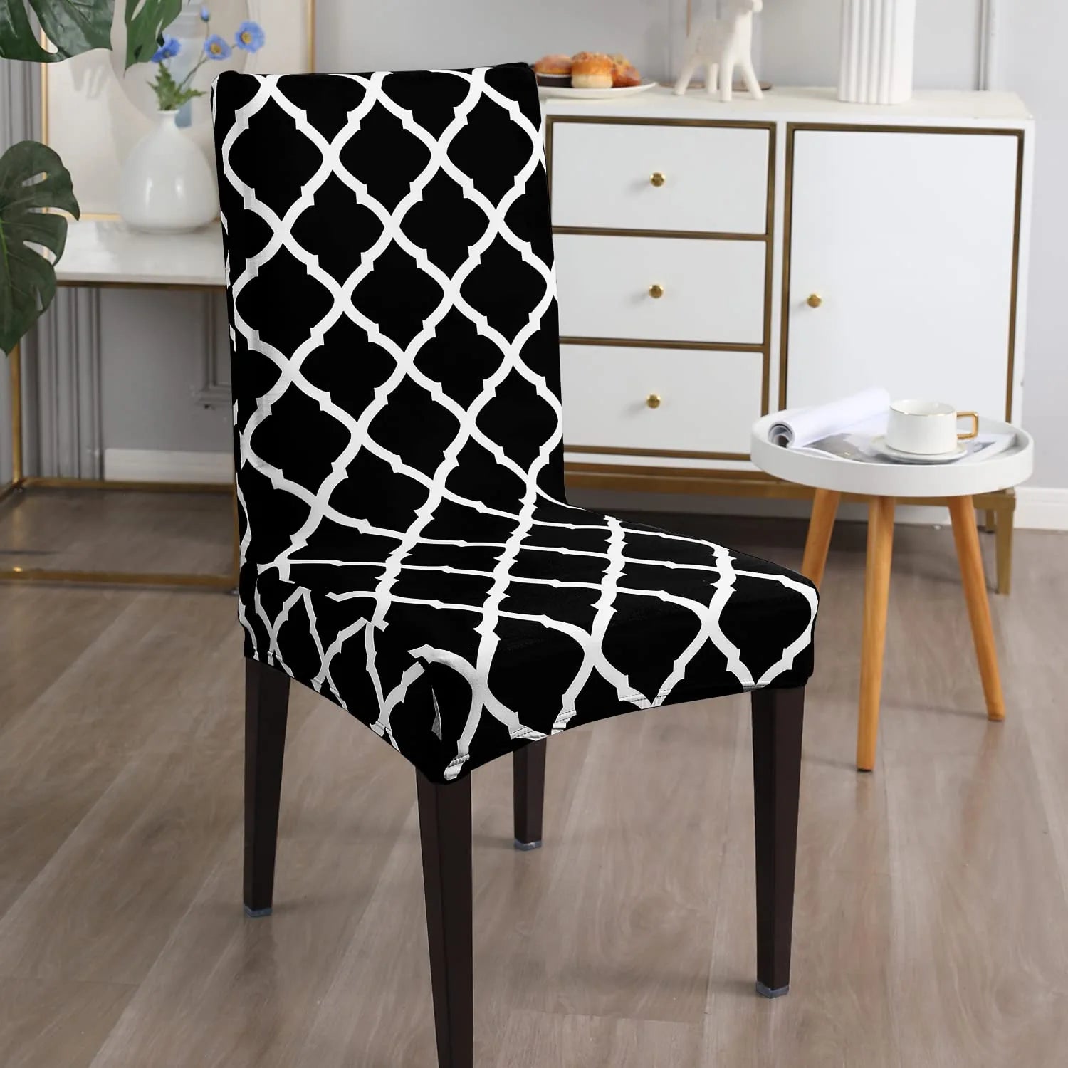 Stretchable Chair Covers, Diamond Black - Trendize