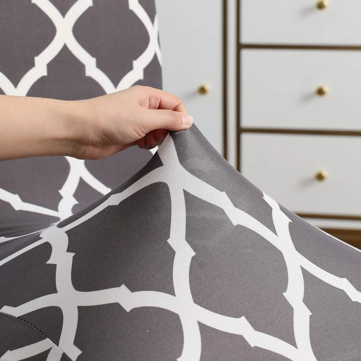 Stretchable Chair Covers, Diamond Grey - Trendize