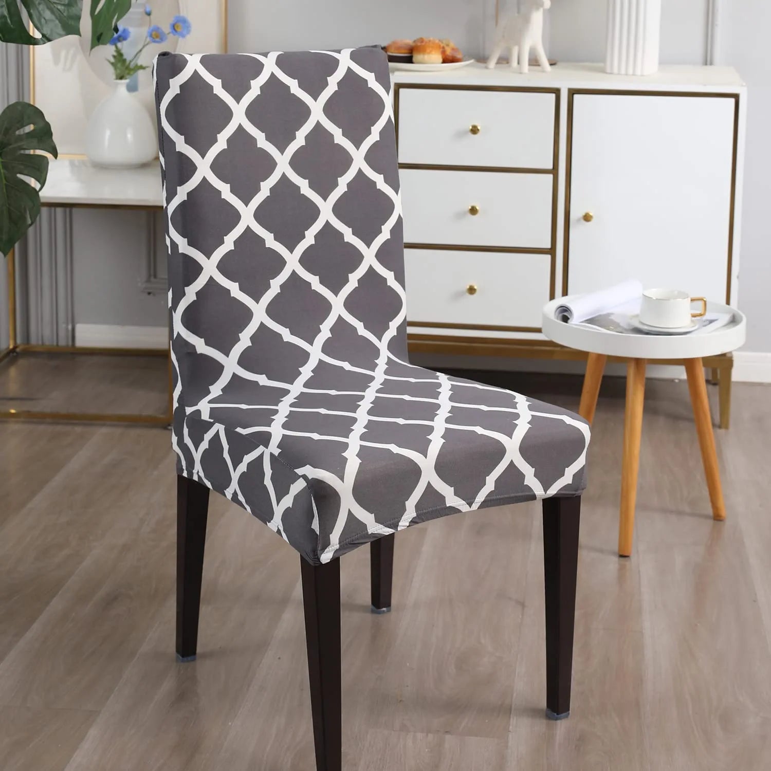 Stretchable Chair Covers, Diamond Grey - Trendize