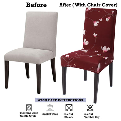 Stretchable Chair Covers, Floral Maroon - Trendize