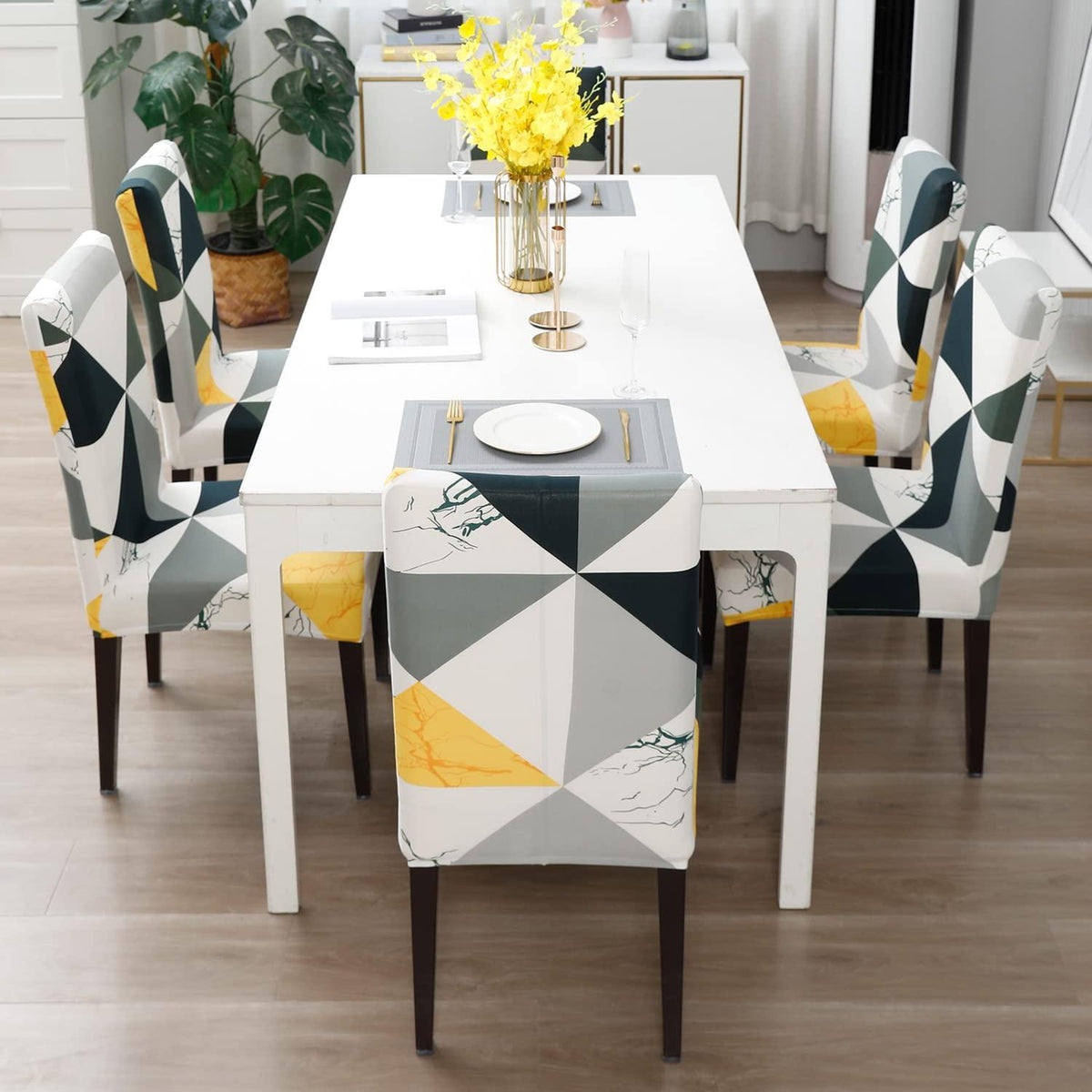 Stretchable Chair Covers, Grey Prism - Trendize